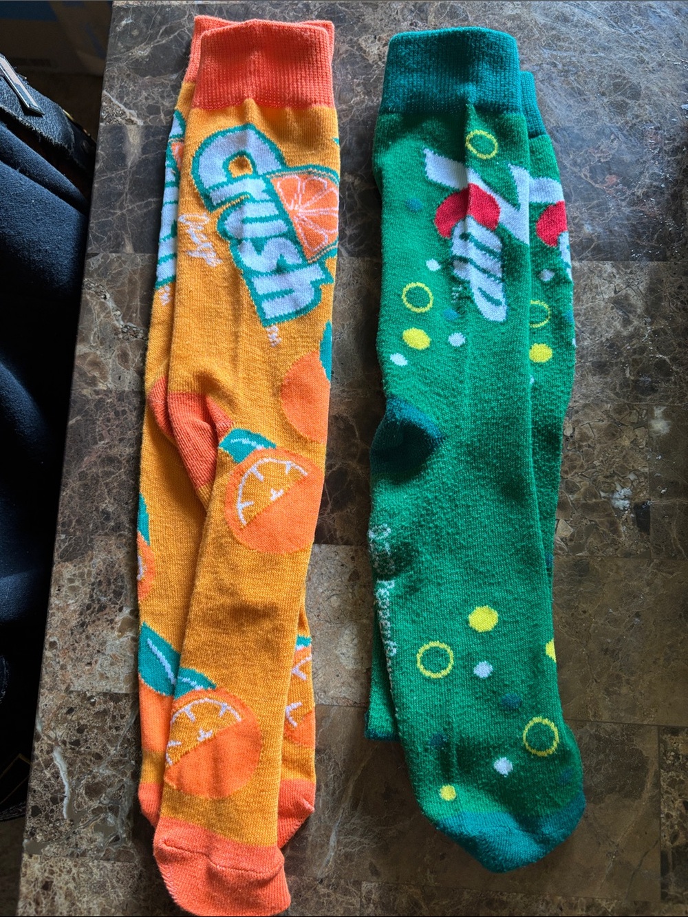 Women’s Novelty Orange CrushSoda & 7-up knee high Socks - Fun Beverage Design